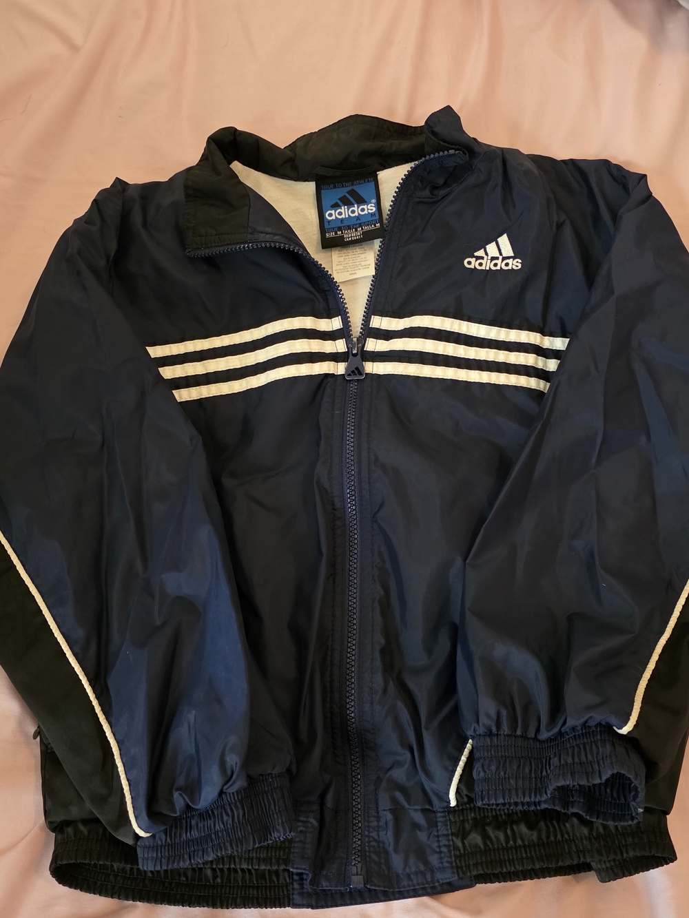 adidas Navy and White Boy’s Track Windbreaker Jacket